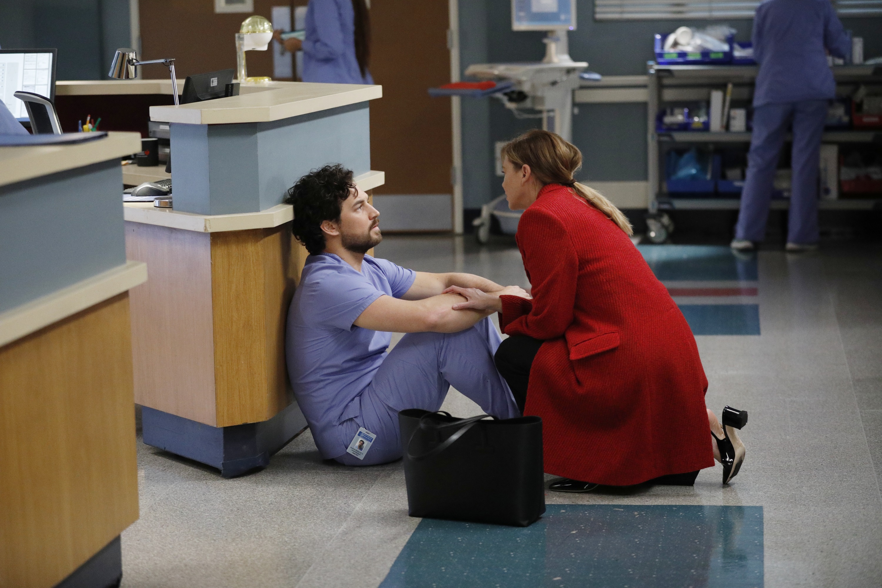 Greys Anatomy Andrew DeLuca and Meredith Grey portrayed by Giacomo Gianniotti and Ellen Pompeo