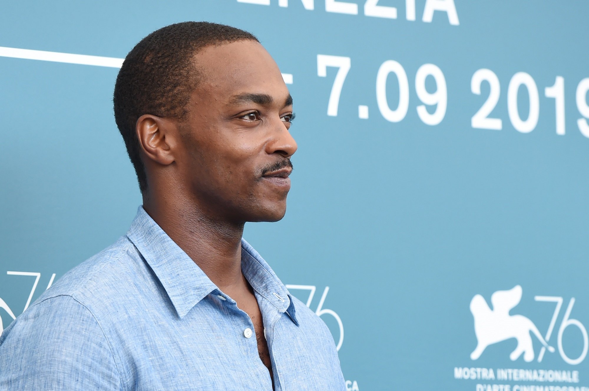 Anthony Mackie during the 'Seberg' photocall at the Venice Film Festival in 2019