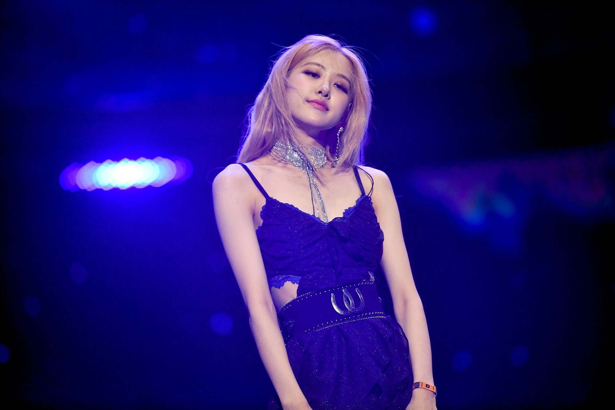 Rosé of BLACKPINK onstage during the K-pop group's 2019 Coachella performance