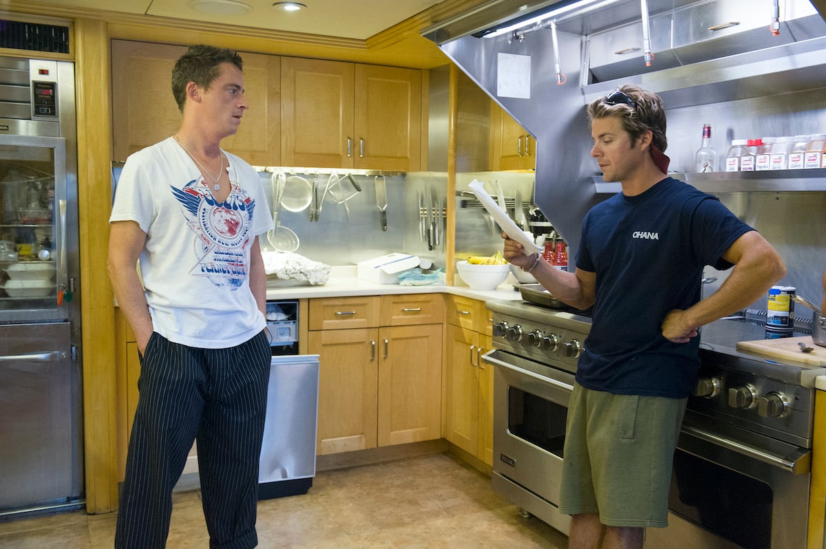 Ben Robinson, Eddie Lucas in the galley kitchen before Robinson becomes upset.
