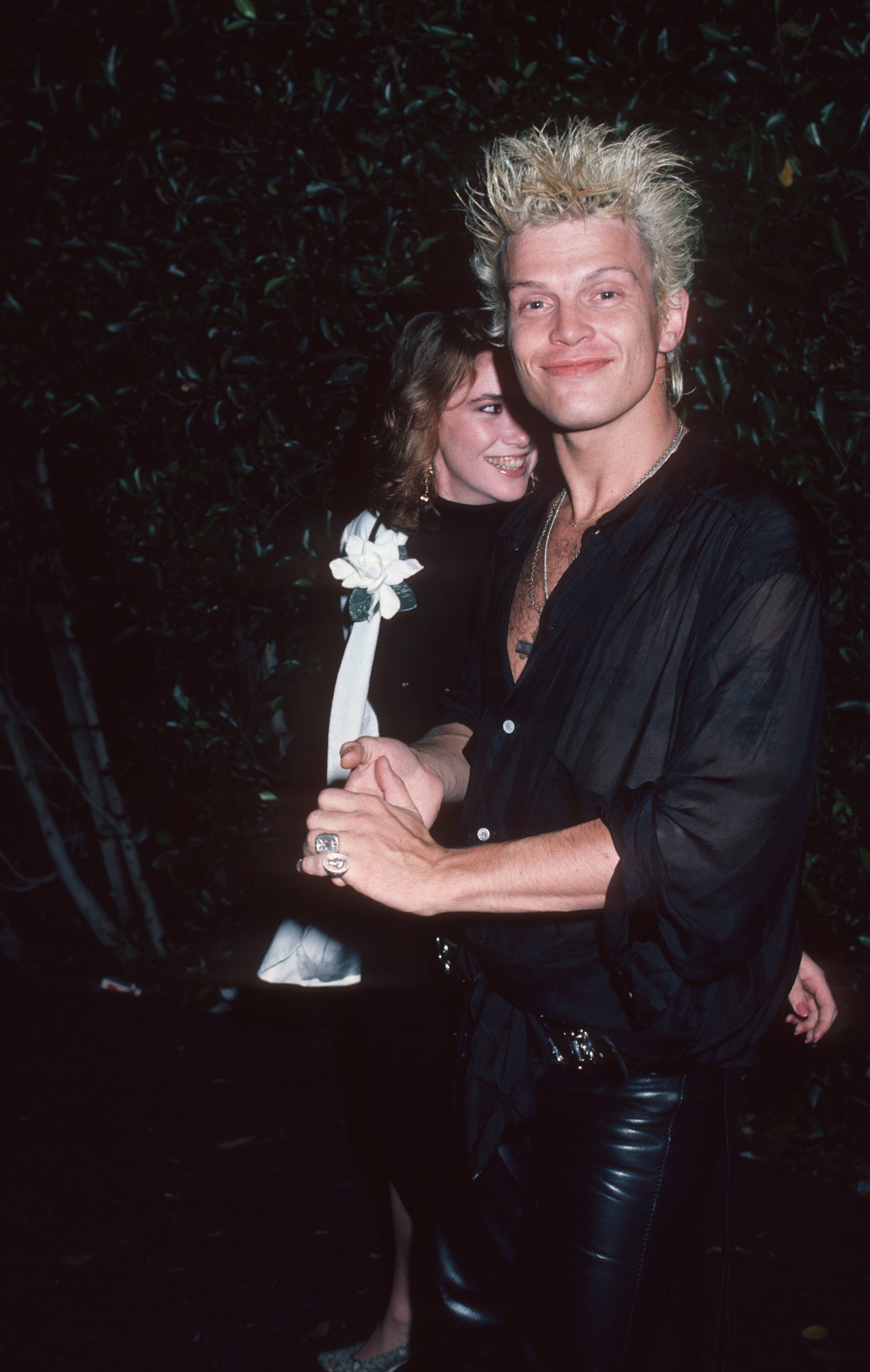 Billy Idol and Melissa Gilbert outside Le Dome Restaurant together in 1986