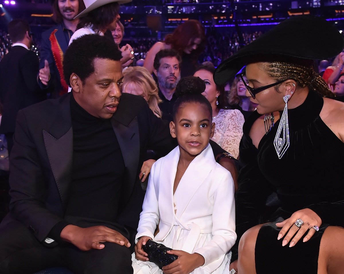 Blue Ivy Carter with Jay-Z and Beyonce at the 2018 Grammys