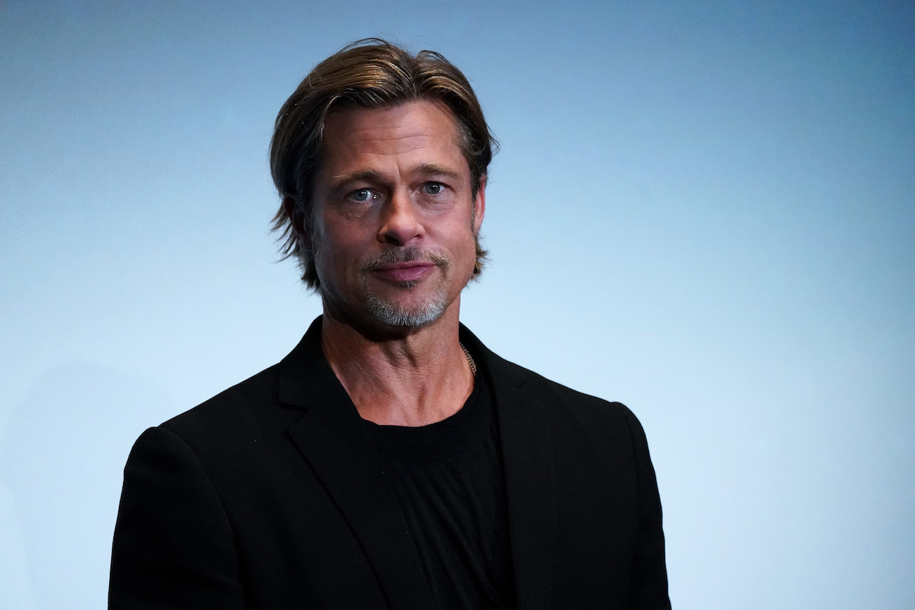 Brad Pitt in a dark jacket and shirt attends the Japan premiere of 'Ad Astra' on September 13, 2019 in Tokyo, Japan
