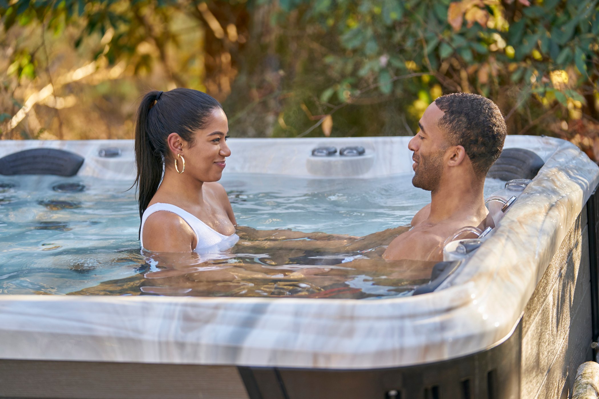 Matt James and Bri Springs in a hot tub together on 'The Bachelor'