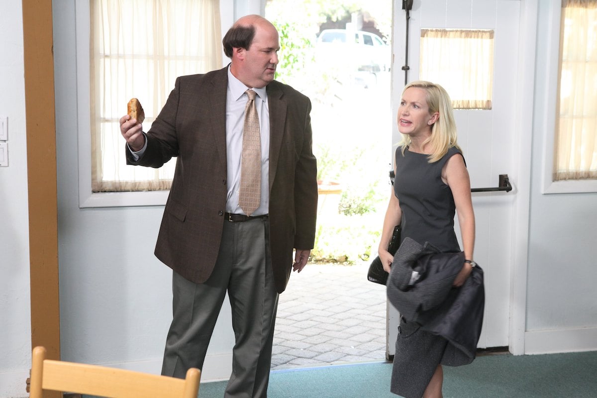 Brian Baumgartner and Angelina Kinsey in an episode of 'The Office'