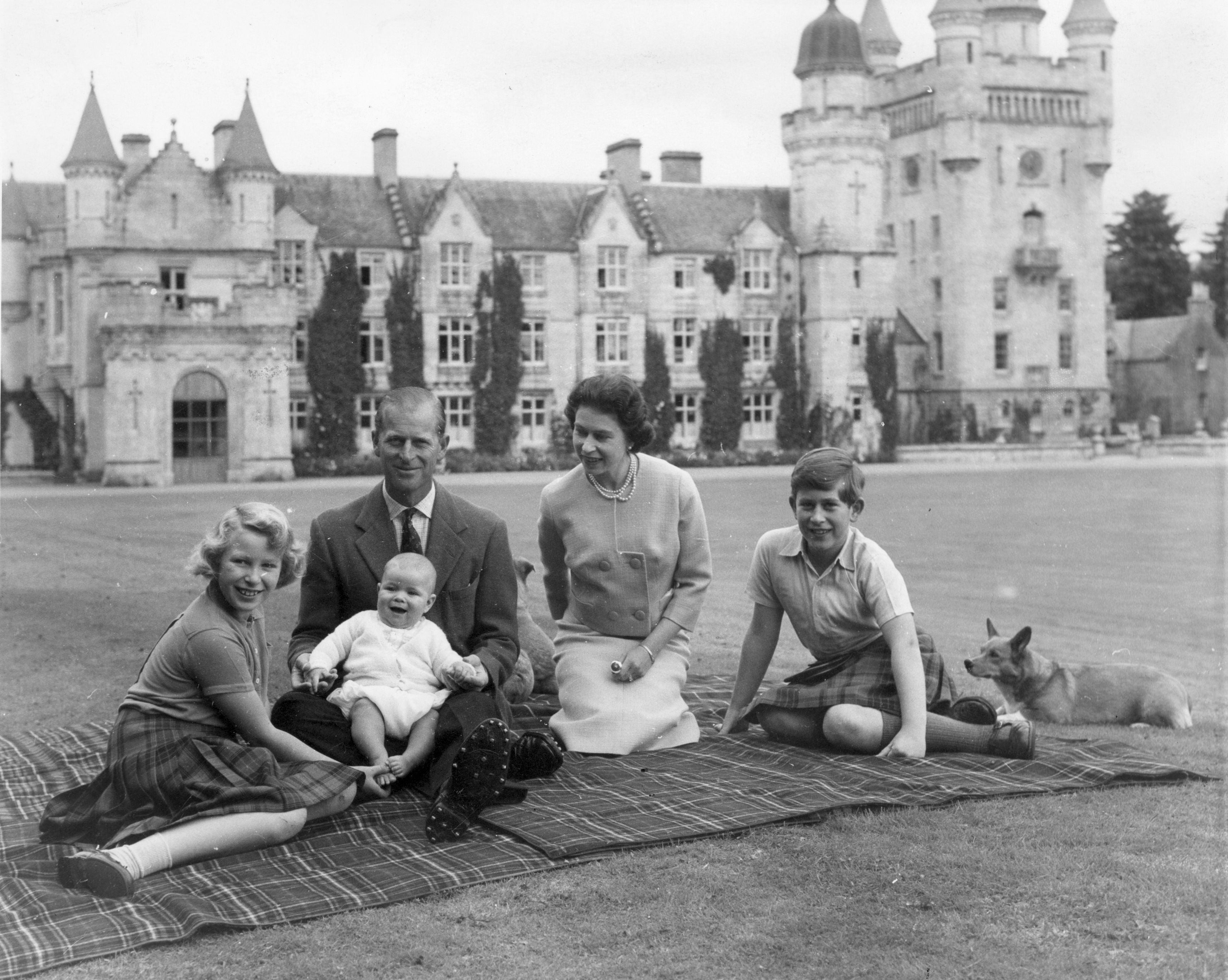 The British royal family sitting outside Balmoral in 1960