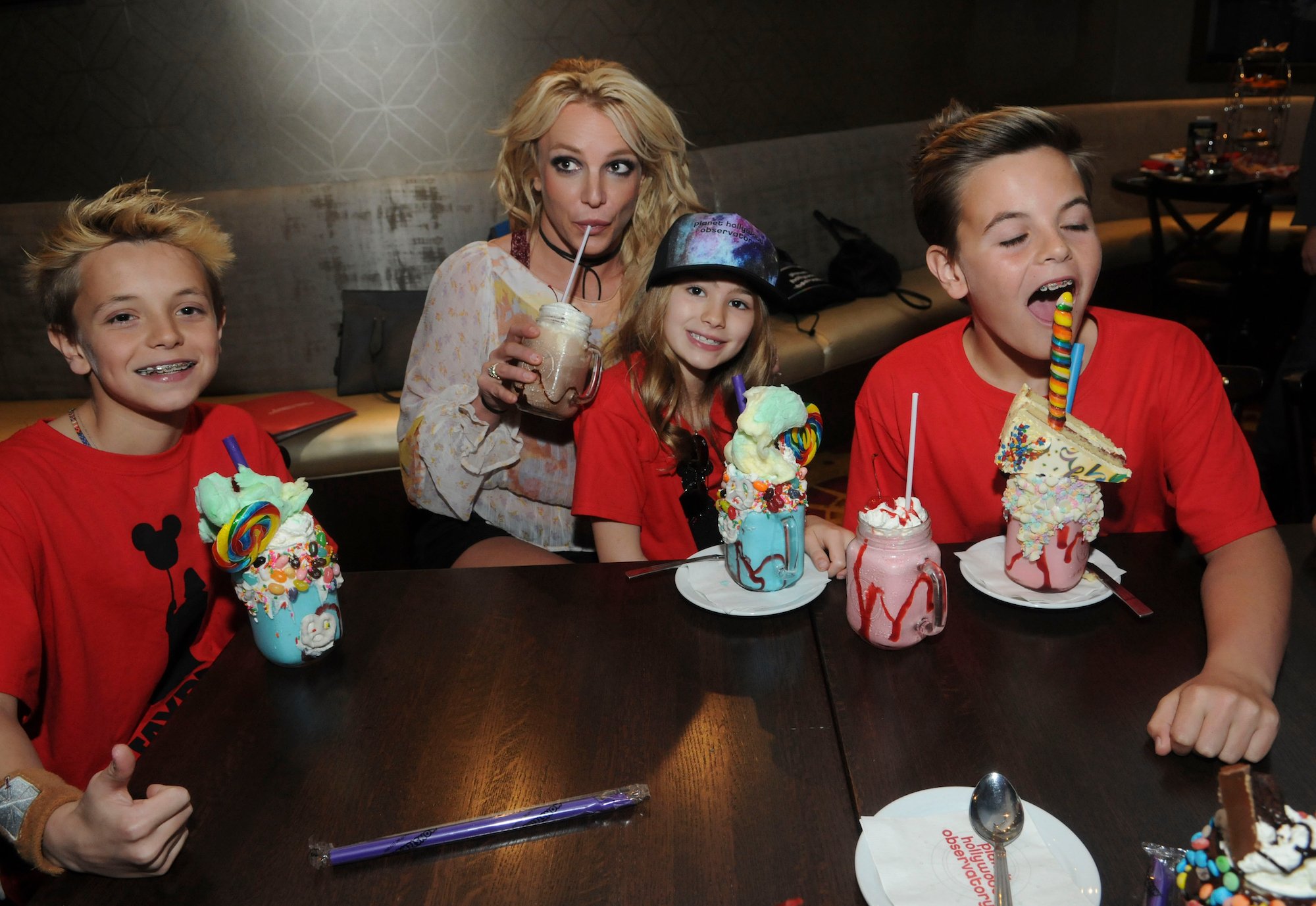 Britney Spears and her sons at At Planet Hollywood Disney Springs in 2017