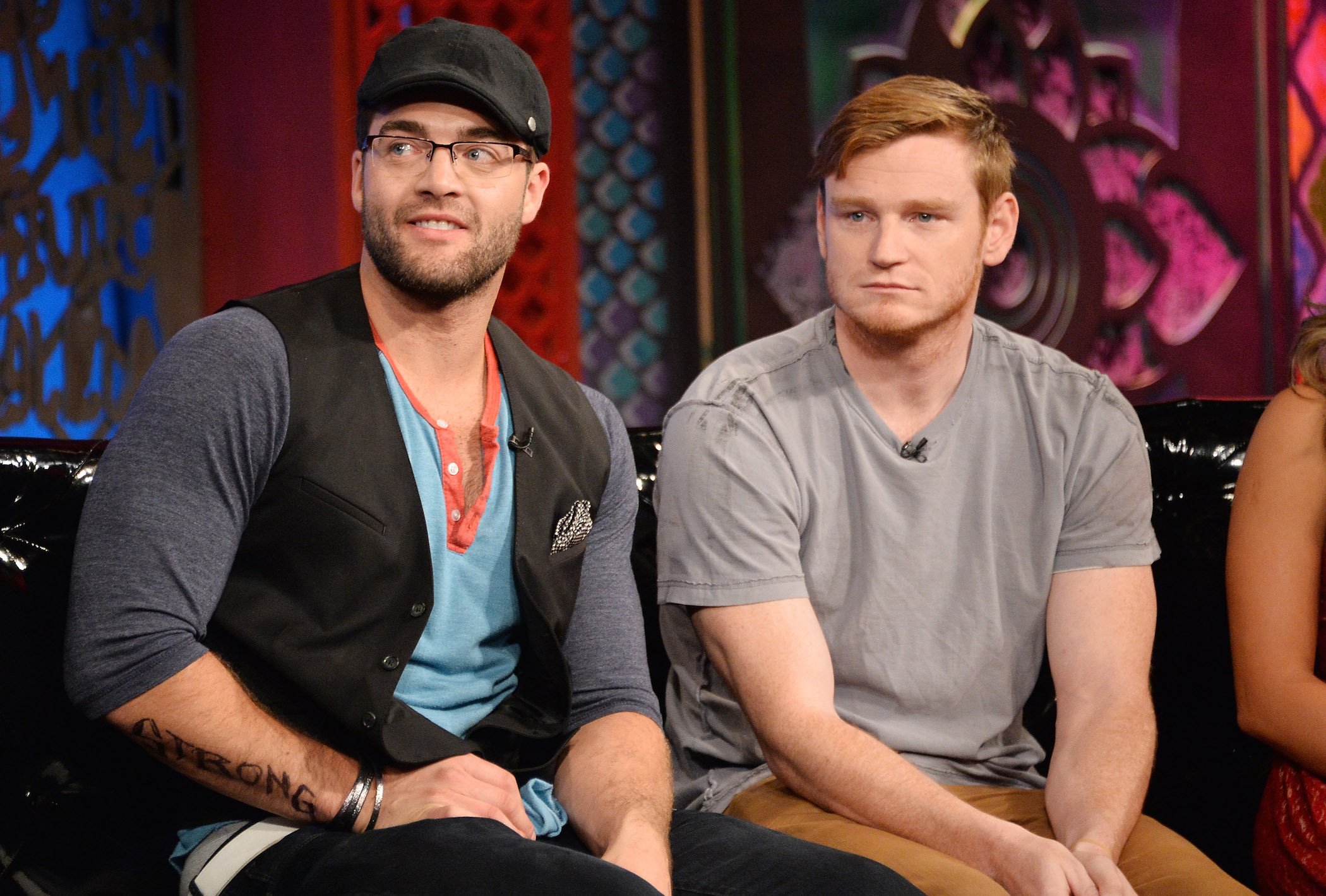 CT Tamburello and Wes Bergmann sitting together during a reunion of MTV's 'The Challenge' 