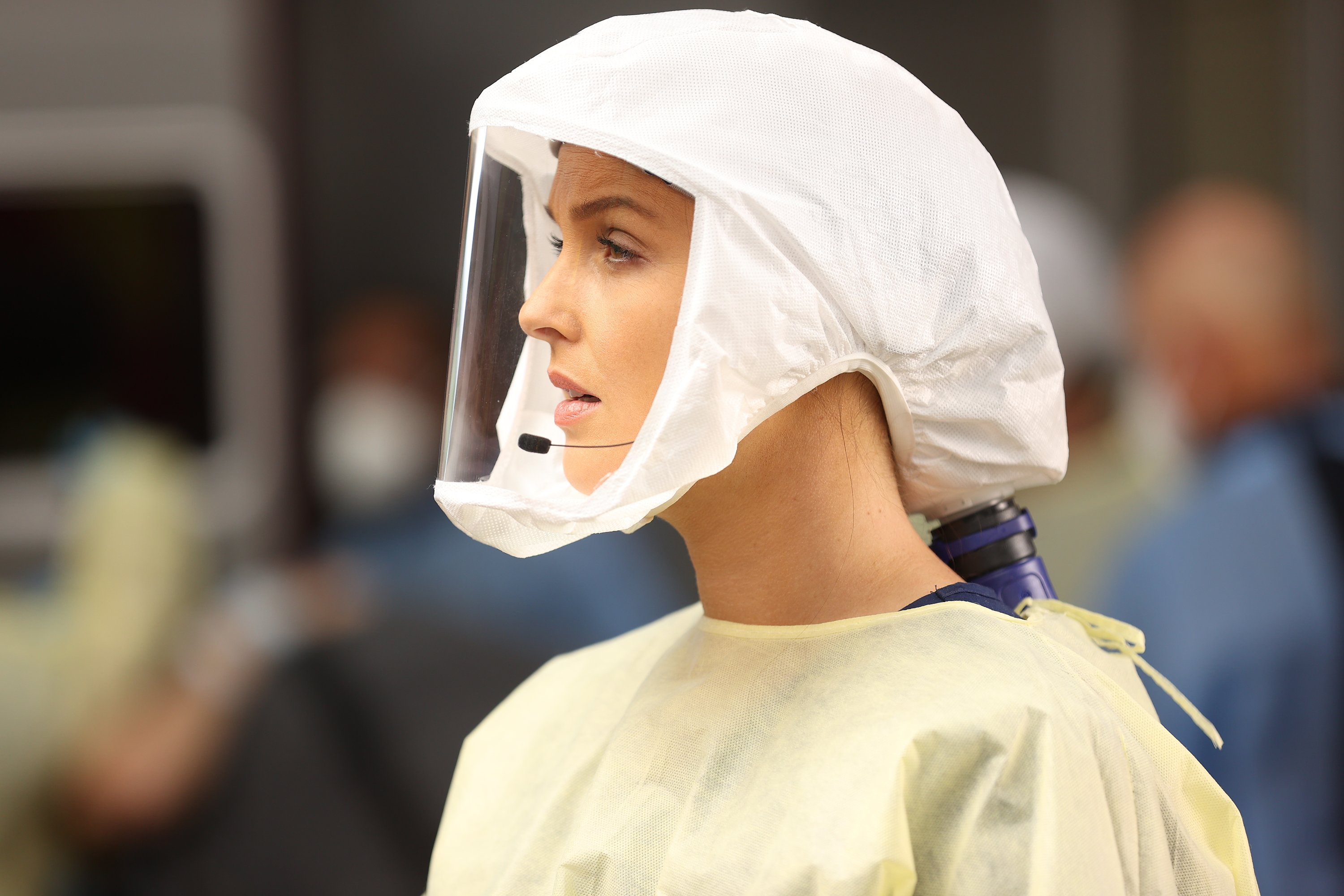 Camilla Luddington on the set of Grey's Anatomy as the cast films season 17.