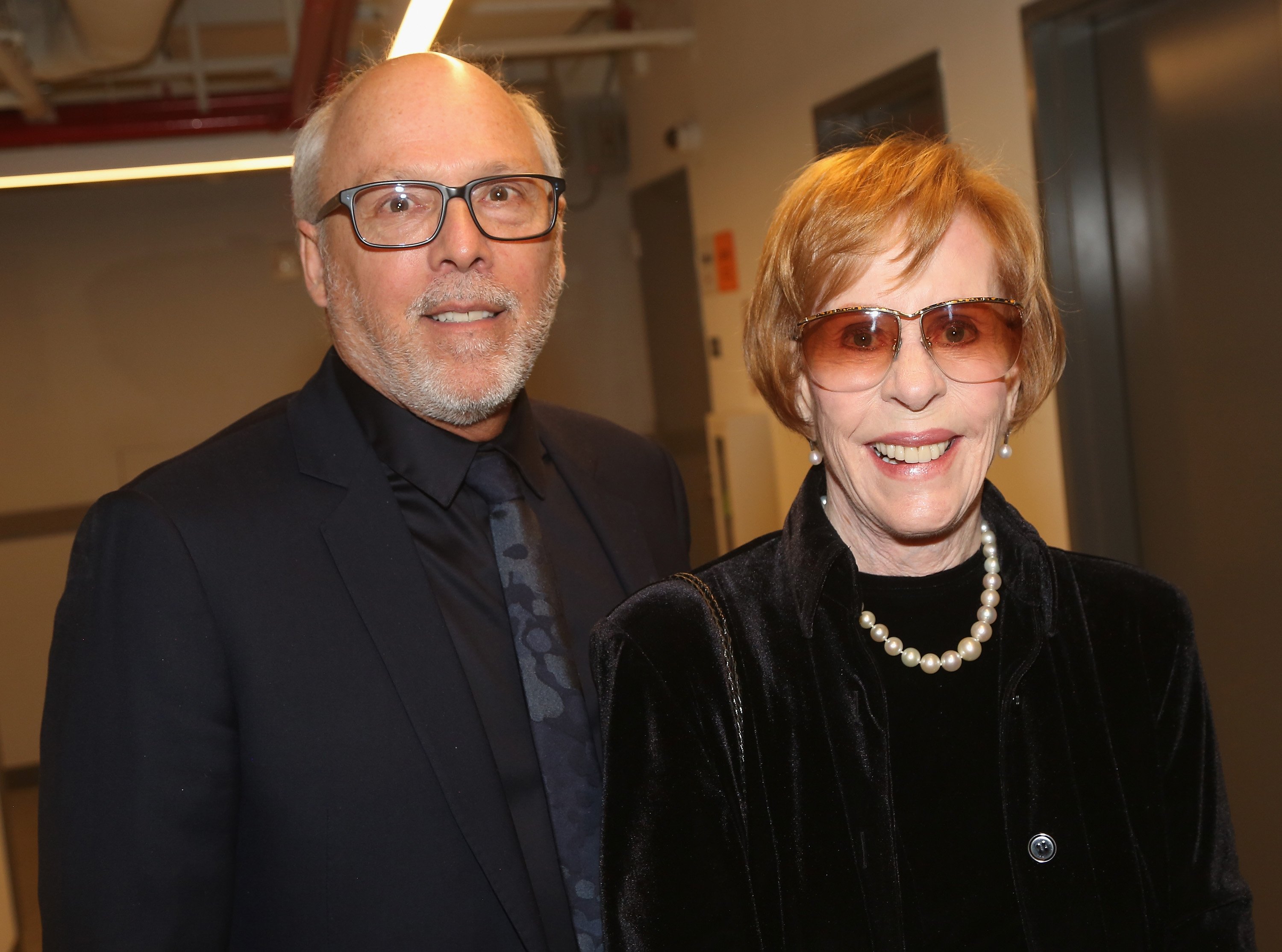 Carol Burnett and her husband, Brian Miller, pose together during night out on Broadway