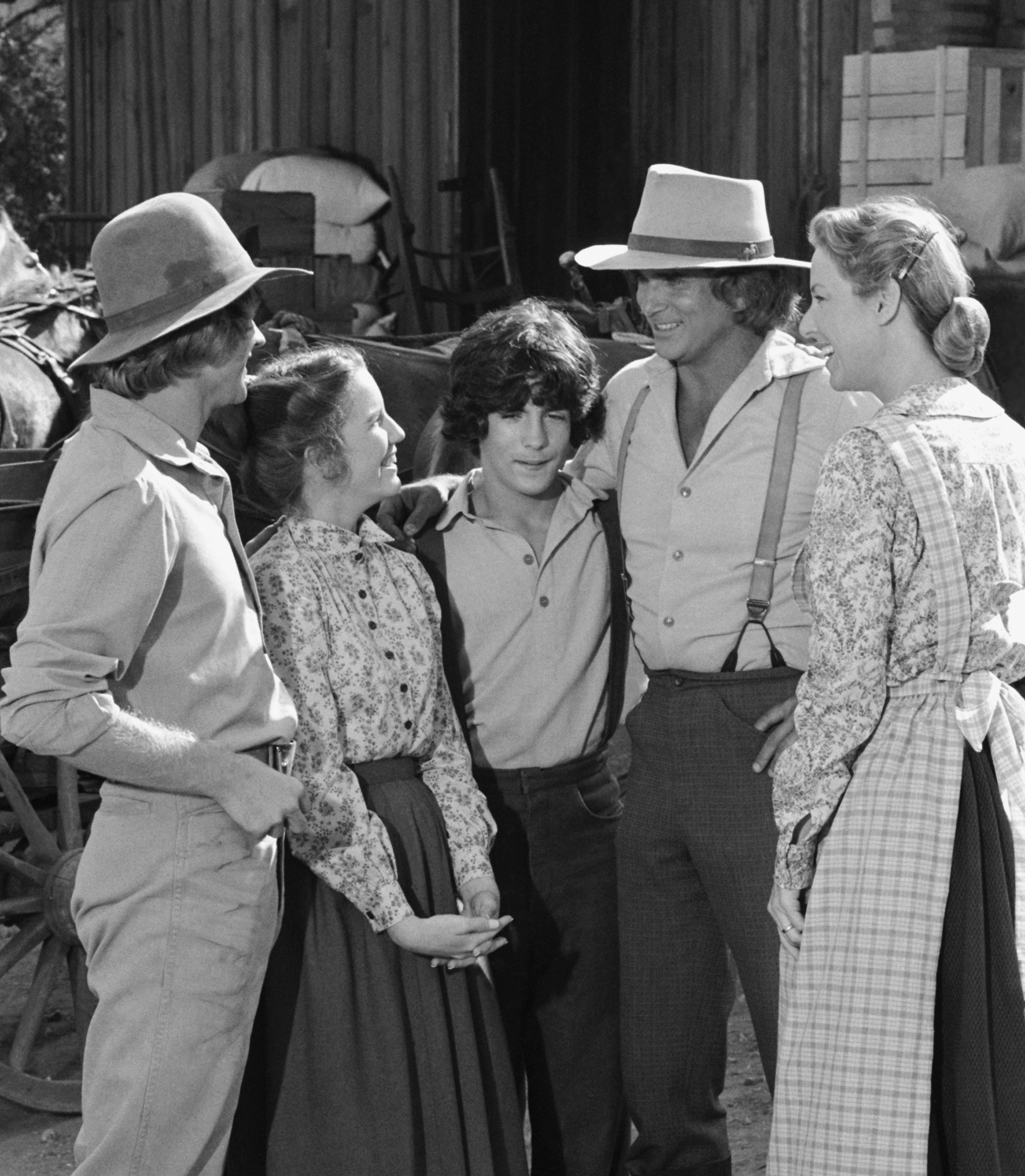 Cast of 'Little House on the Prairie': (l-r) Dean Butler, Melissa Gilbert, Matthew Labyorteaux, and Karen Grassle