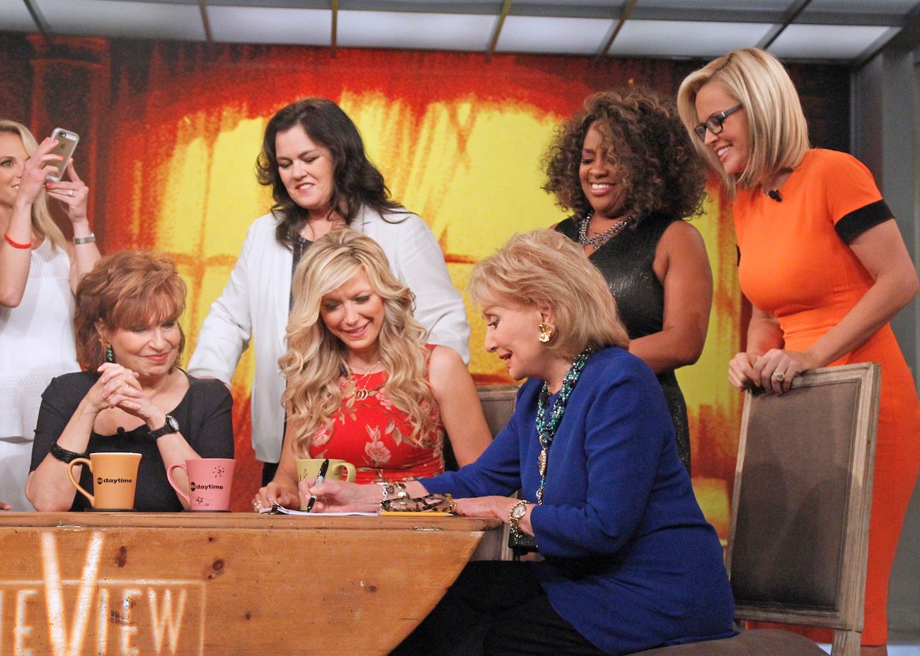 'The View': (l-r) Elisabeth Hasselbeck, Joy Behar, Rosie O'Donnell, Debbie Matenopoulos, Barbara Walters, Sherri Shepherd, and Jenny McCarthy