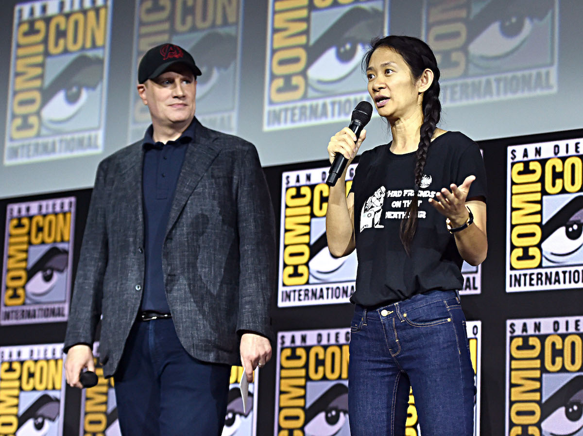 President of Marvel Studios Kevin Feige and director Chloé Zhao of 'The Eternals' at the San Diego Comic-Con in 2019 | Alberto E. Rodriguez/Getty Images for Disney