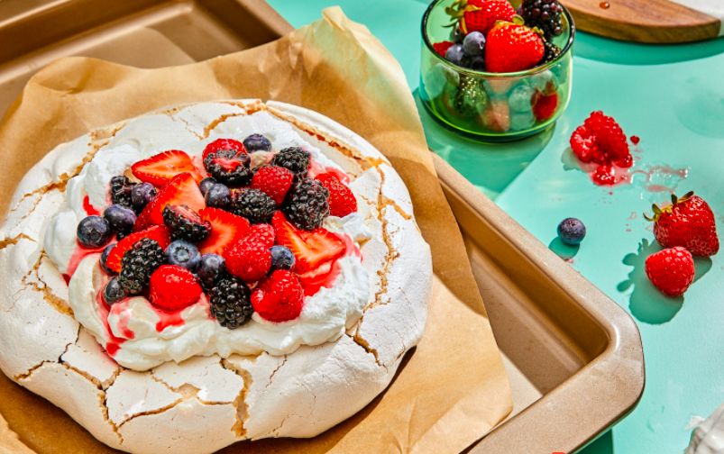 Picture of Chrissy Teigen's Berry Pavlova dessert from her Cravings website