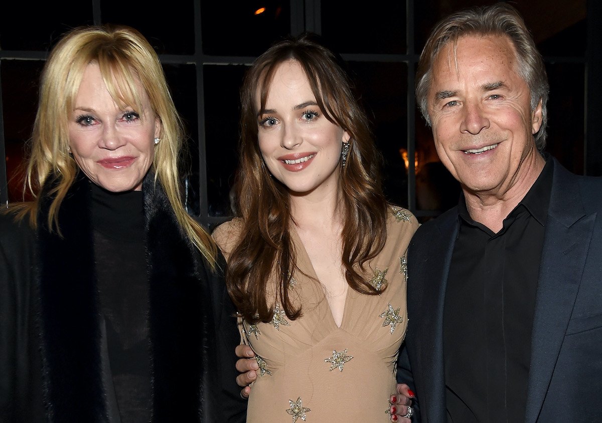 Melanie Griffith, Dakota Johnson, and Don Johnson smile at the after party for the 'How To Be Single' premiere in NYC on February 3, 2016
