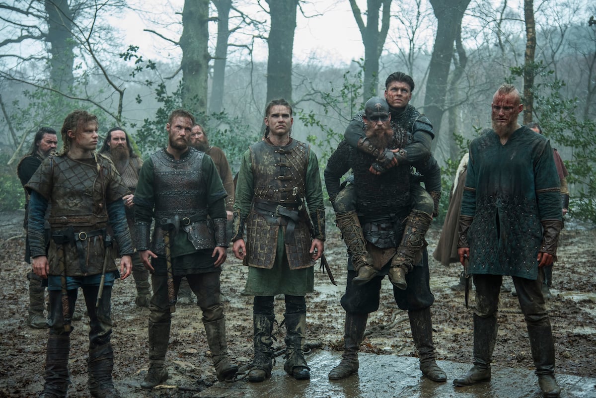 David Lindstrom, Jordan Patrick Smith, Marco Ilsø, Gustaf Skarsgård, Alex Høgh Andersen and Alexander Ludwig in 'Vikings'