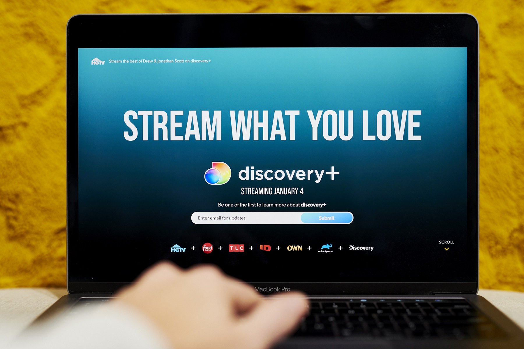 The Discovery+ logo seen on a laptop on January 4, 2021