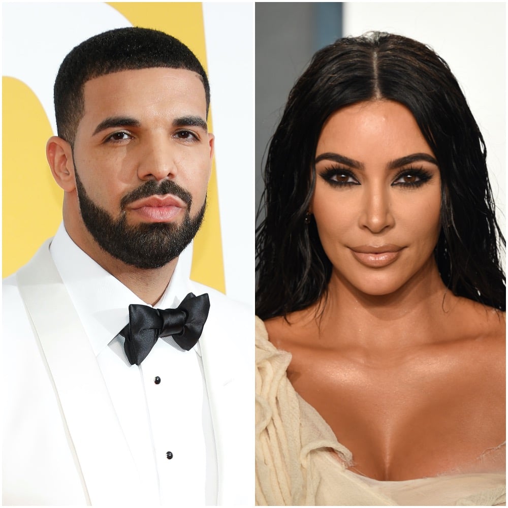 A photo collage of Drake and Kim Kardashian West
