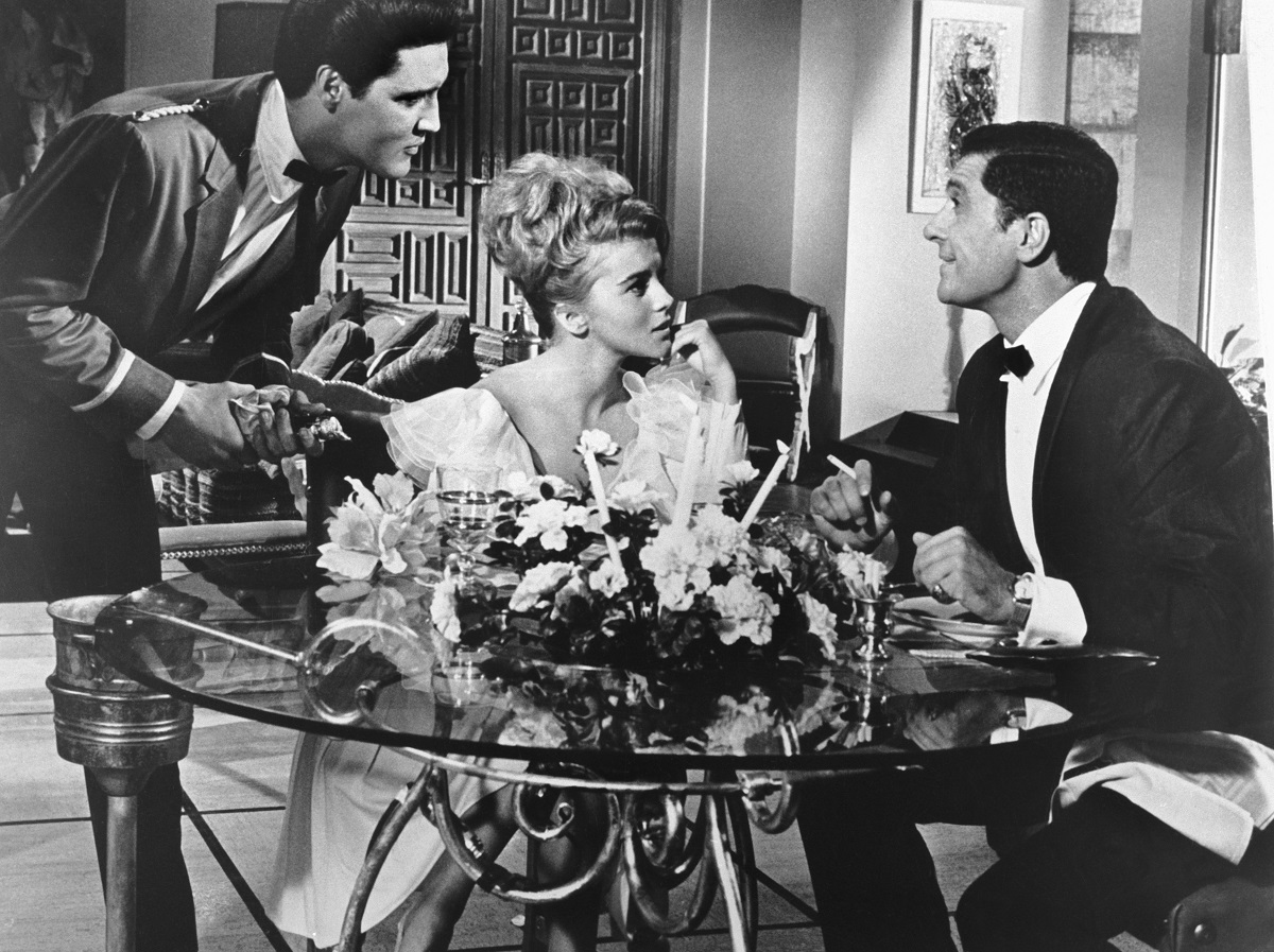 Elvis Presley, Ann-Margret, and Cesare Danova in a scene from 'Viva Las Vegas' (1964)