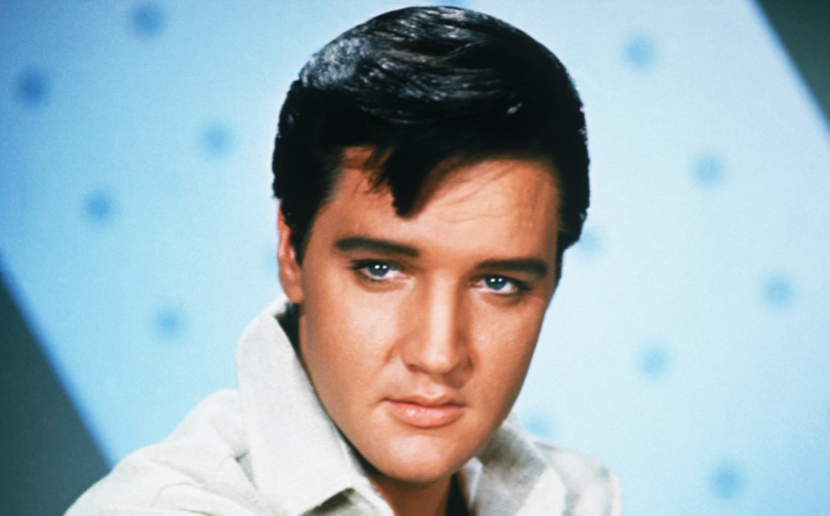 Elvis Presley with blue background