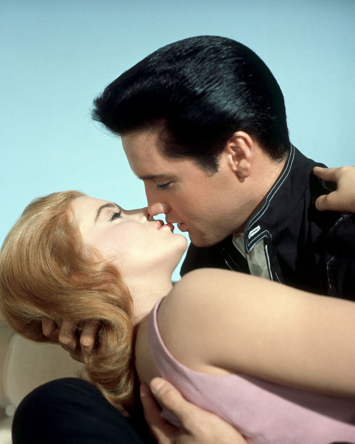 Elvis Presley as Lucky Jackson and Ann-Margret as Rusty Martin in the film 'Viva Las Vegas', 1964 - kissing up-close