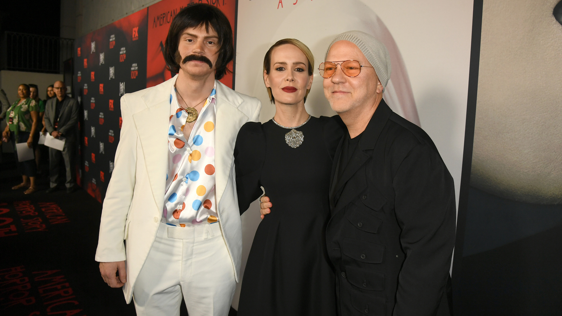 Evan Peters, Sarah Paulson, and Ryan Murphy attend FX's "American Horror Story" 100th Episode Celebration at Hollywood Forever on October 26, 2019 in Hollywood, California.