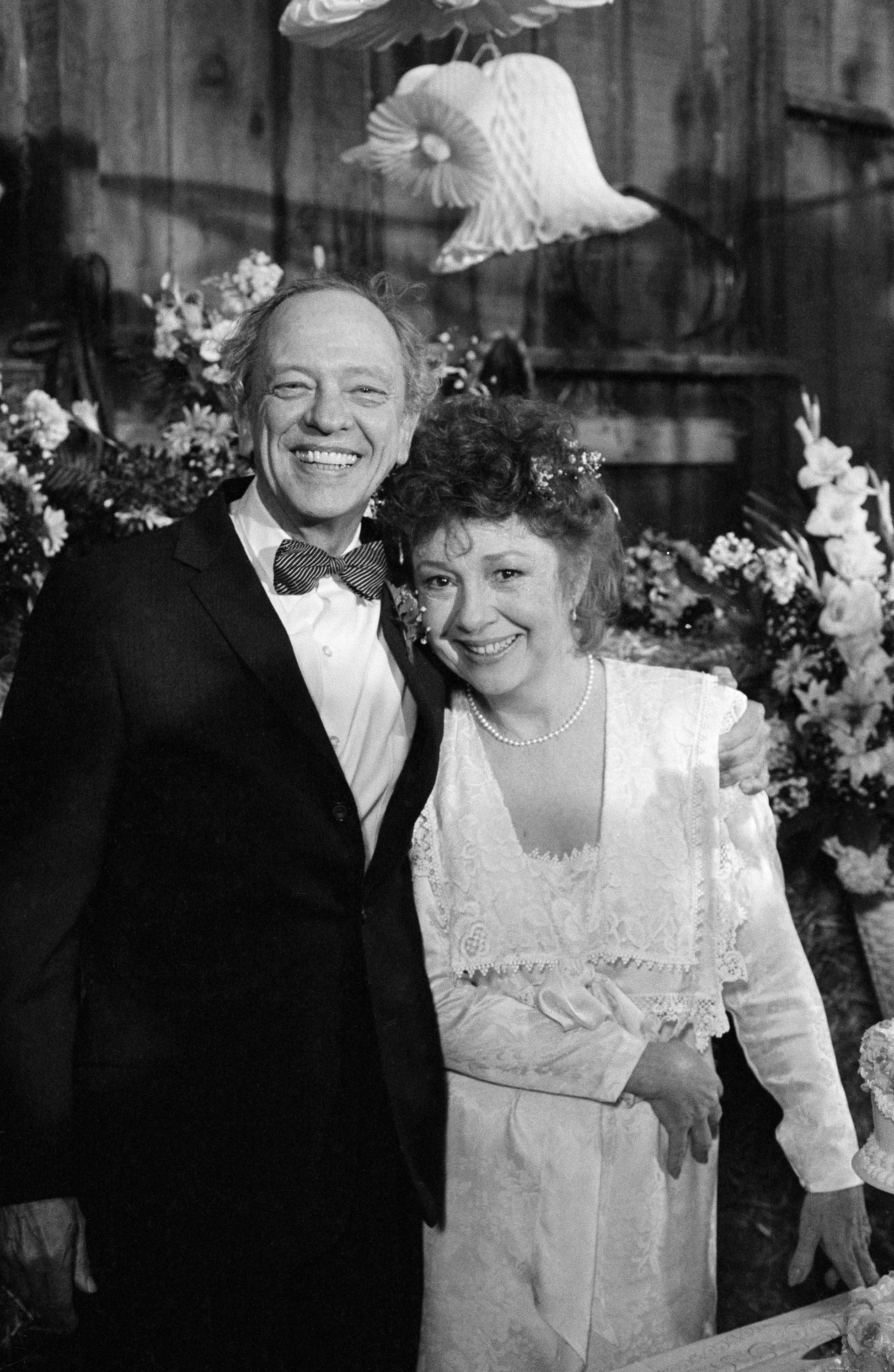 Don Knotts, left, as Barney Fife and Betty Lynn as his bride Thelma Lou in a scene from 'Return to Mayberry,' 