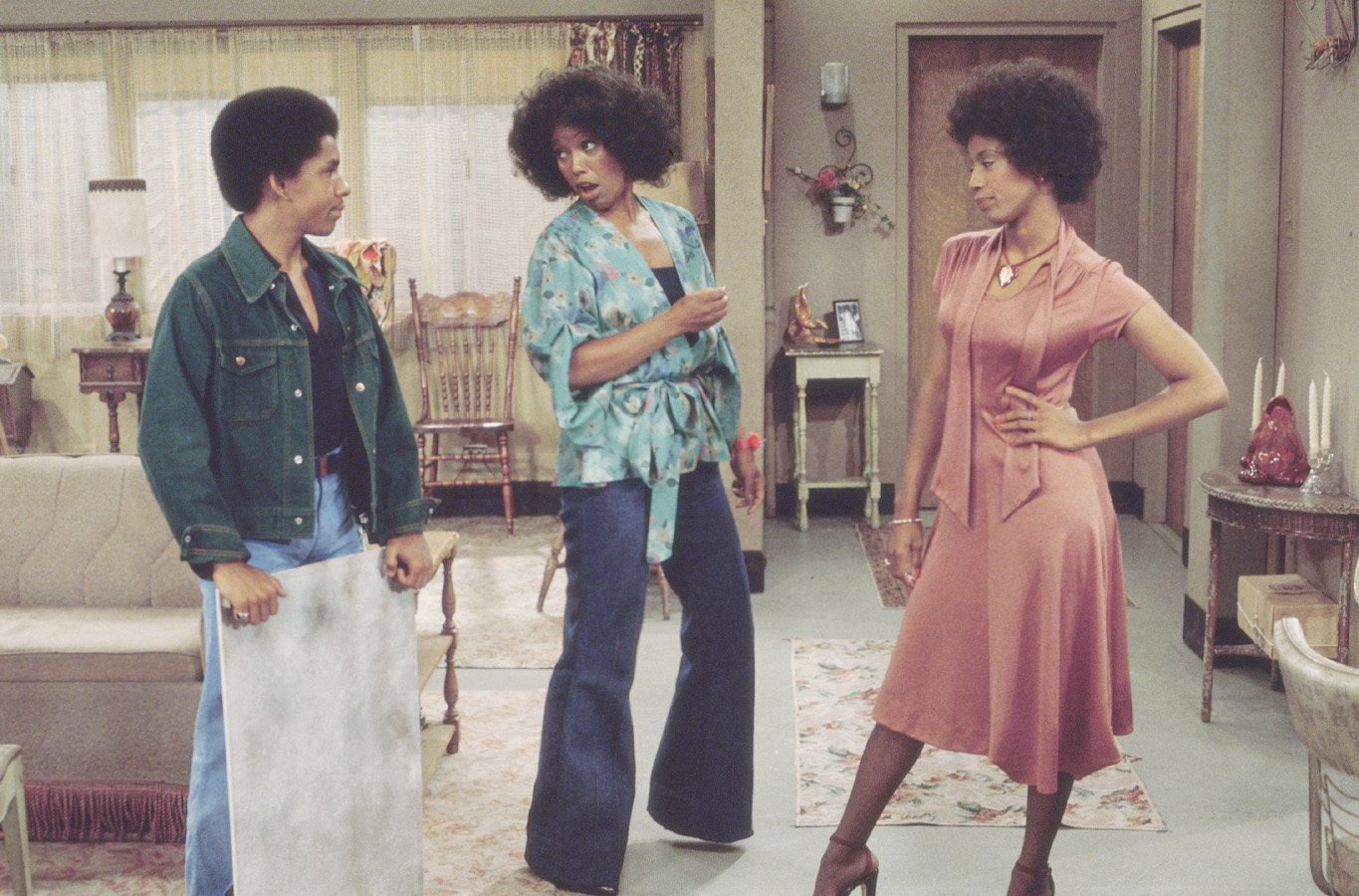 Ralph Carter, Ja'net DuBois, and Bern Nadette Stanis in a scene from 'Good Times'