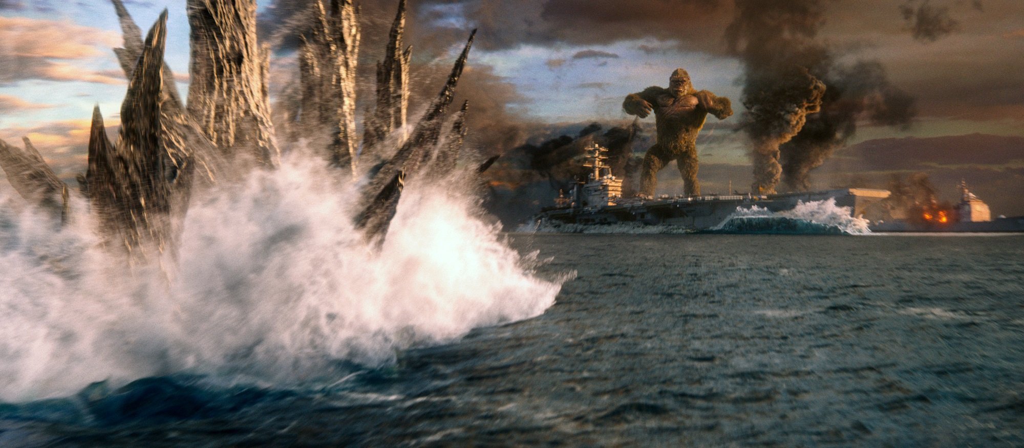 Godzilla vs. Kong on the water