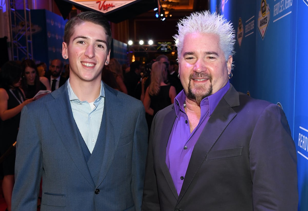 Guy Fieri and his son, Hunter, at the NASCAR Sprint Cup Series Awards in 2016