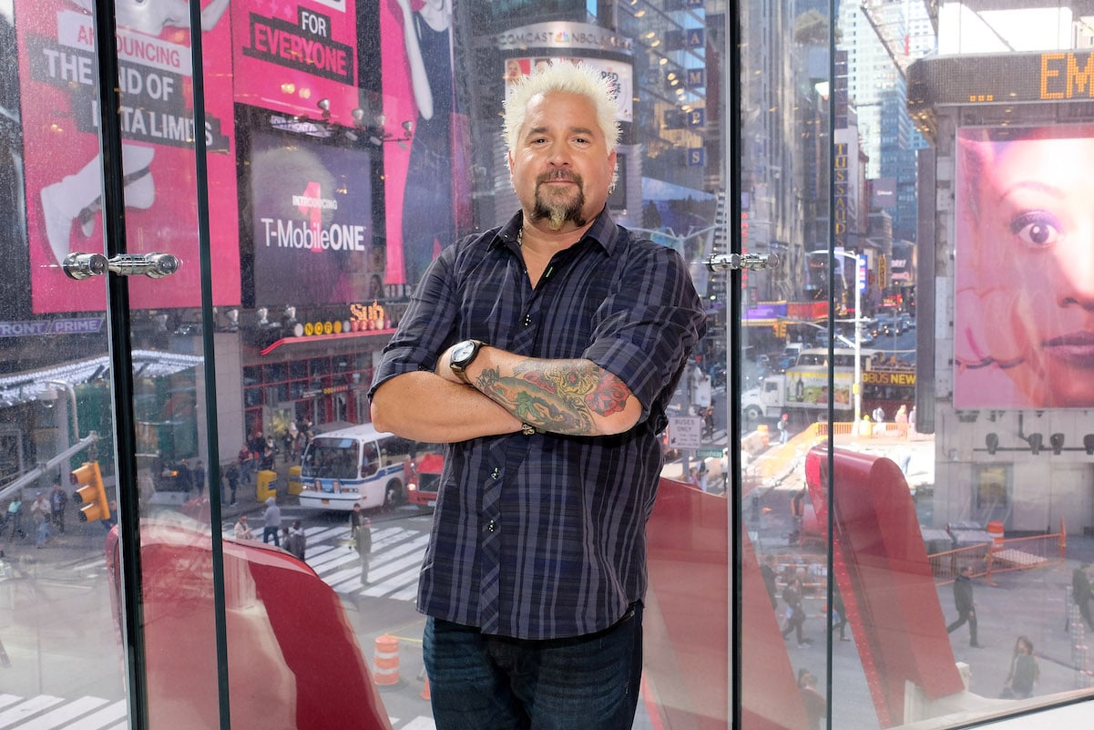 Guy Fieri visits "Extra" at their New York studios at H&M in Times Square on October 11, 2016 in New York City