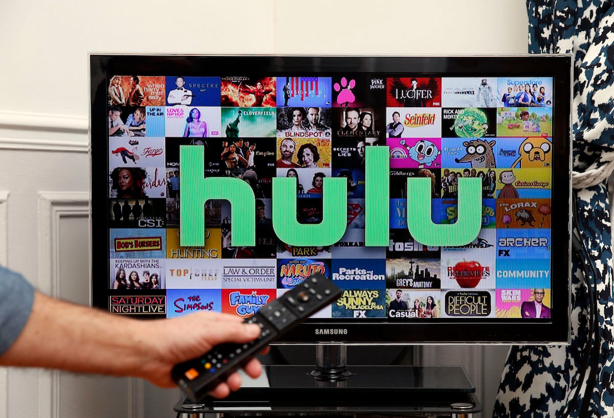 A photo illustration showing the Hulu logo on a TV screen