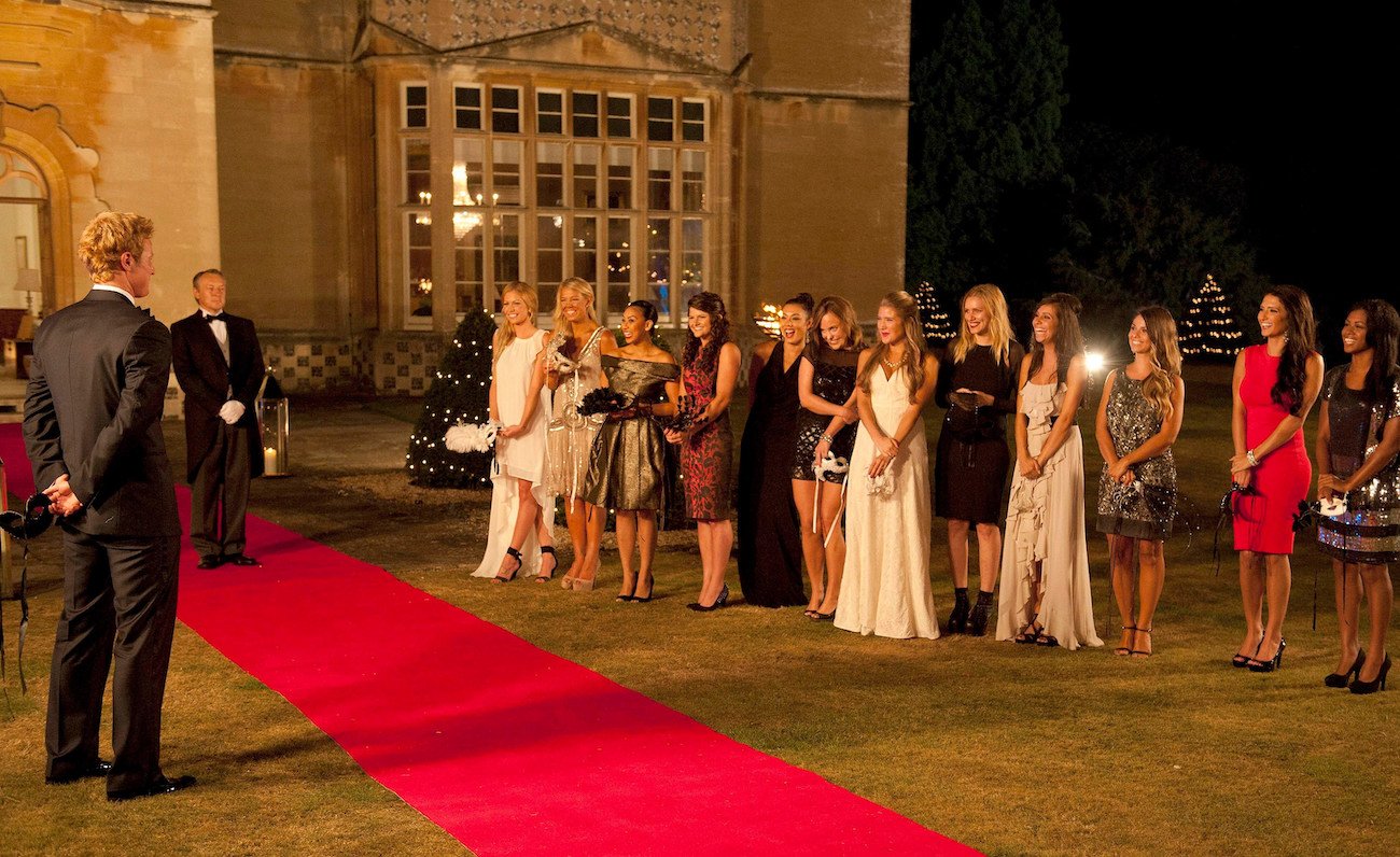 'I Wanna Marry Harry' still of Matthew Hicks standing in front of the contestants