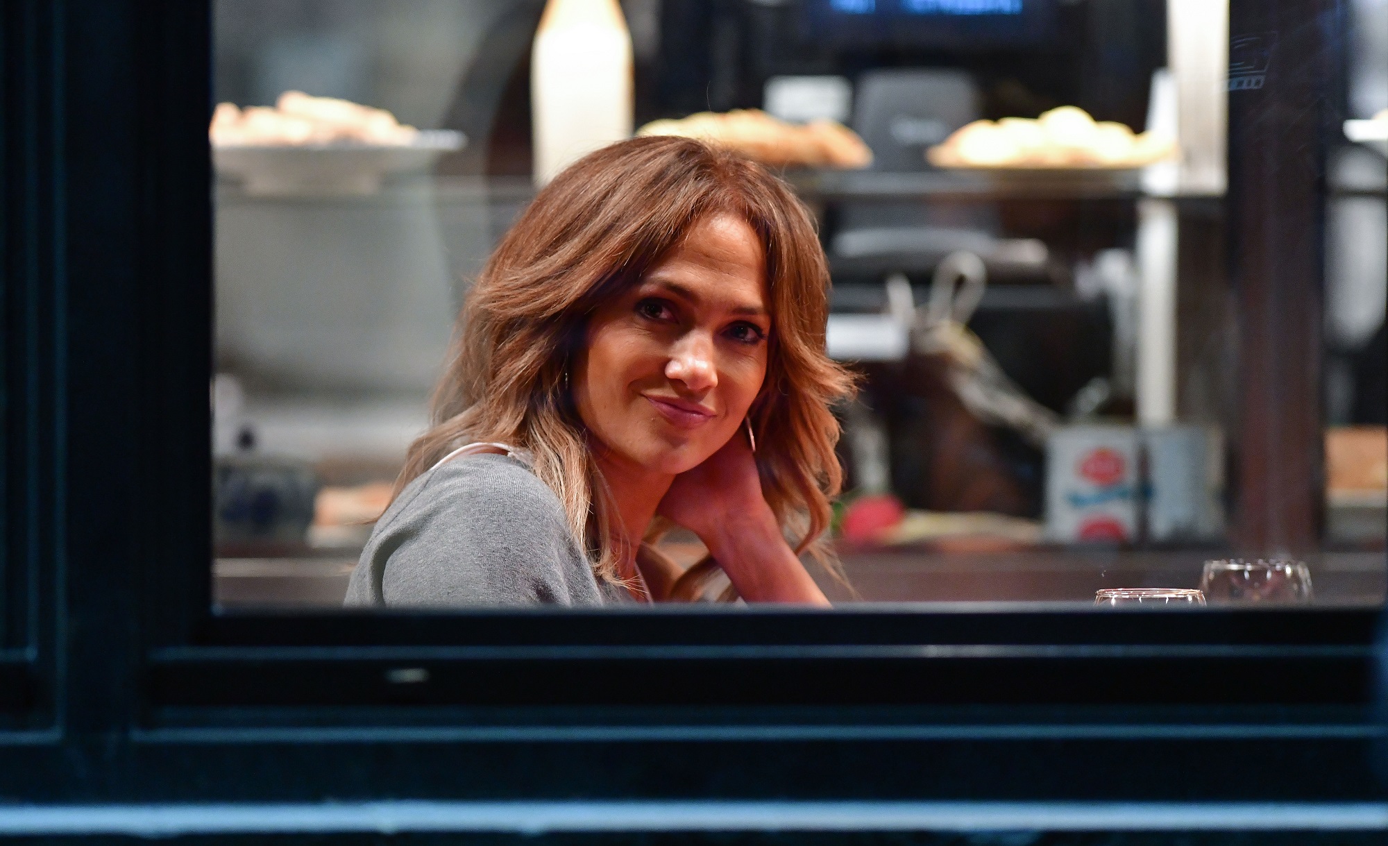 Jennifer Lopez eating at a Bronx restaurant