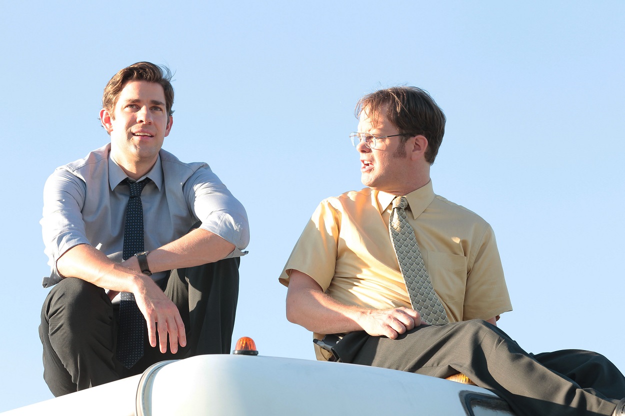 The Office cast members John Krasinski and Rainn Wilson as Jim and Dwight