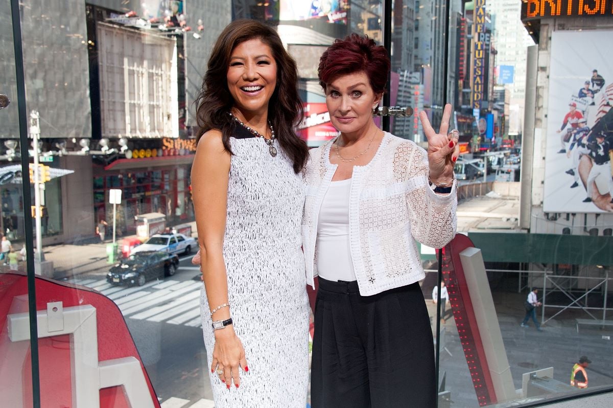 Julie Chen and Sharon Osbourne visit "Extra" at their New York studio