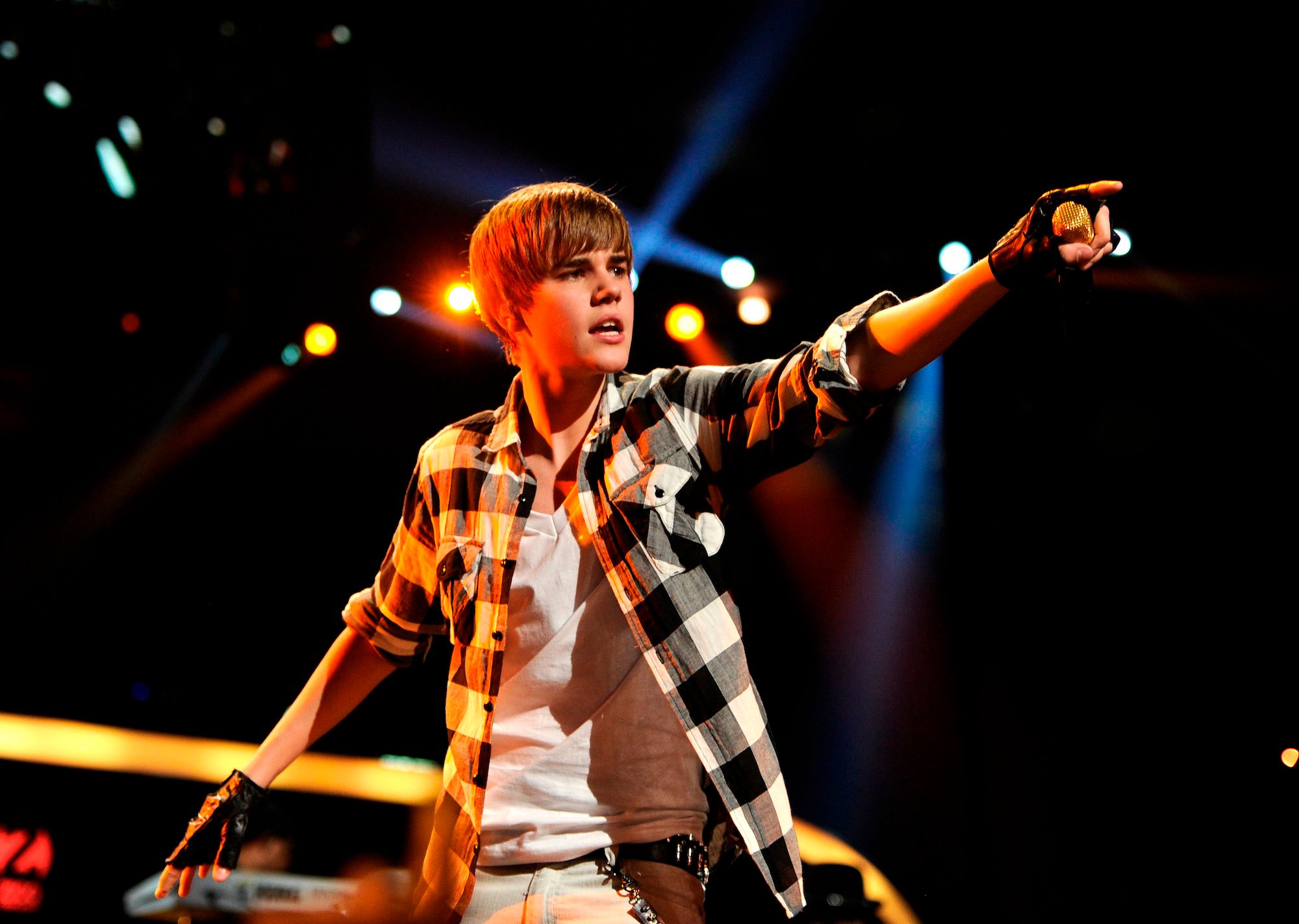 Justin Bieber onstage at the 2010 Jingle Ball