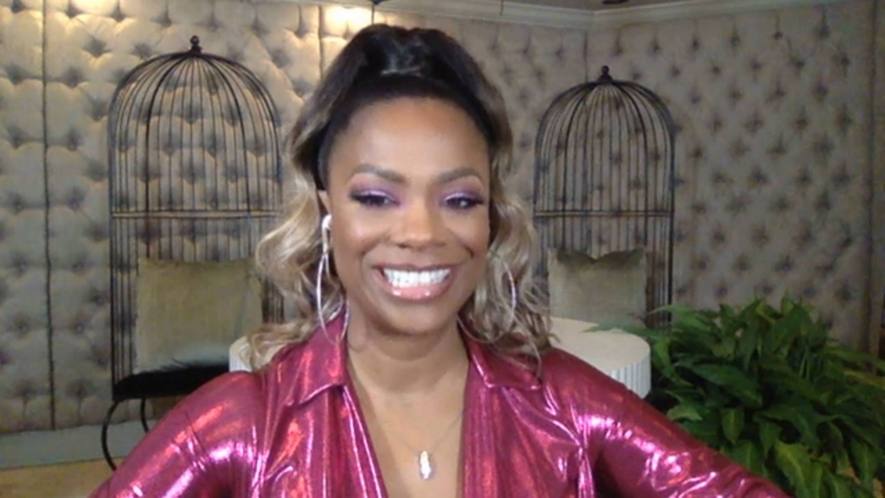 Kandi Burruss smiling on 'Watch What Happens Live'