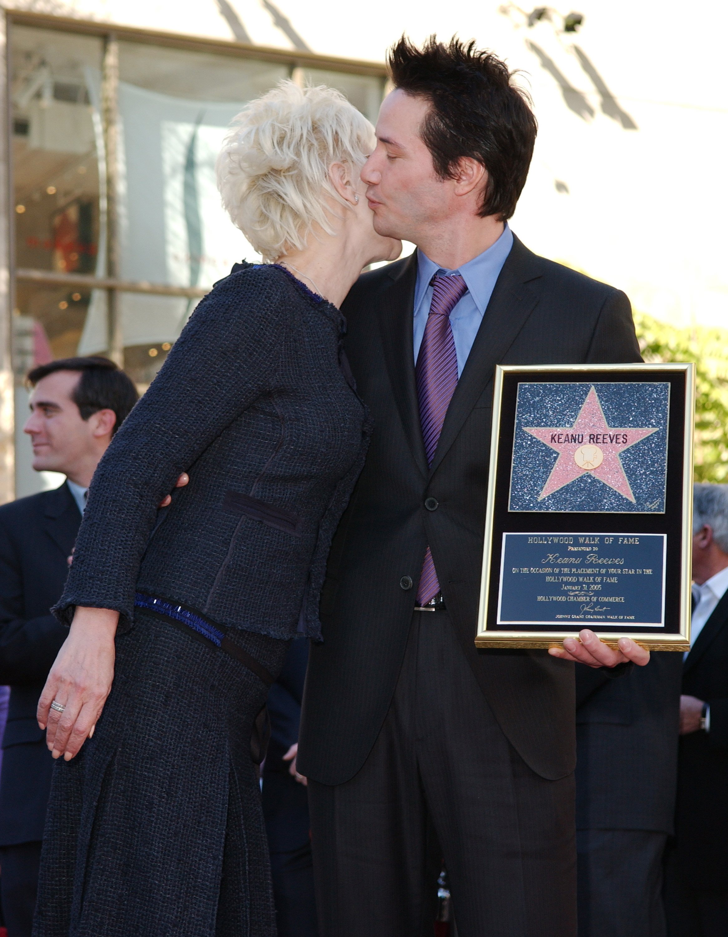 Keanu Reeves' mother kisses him