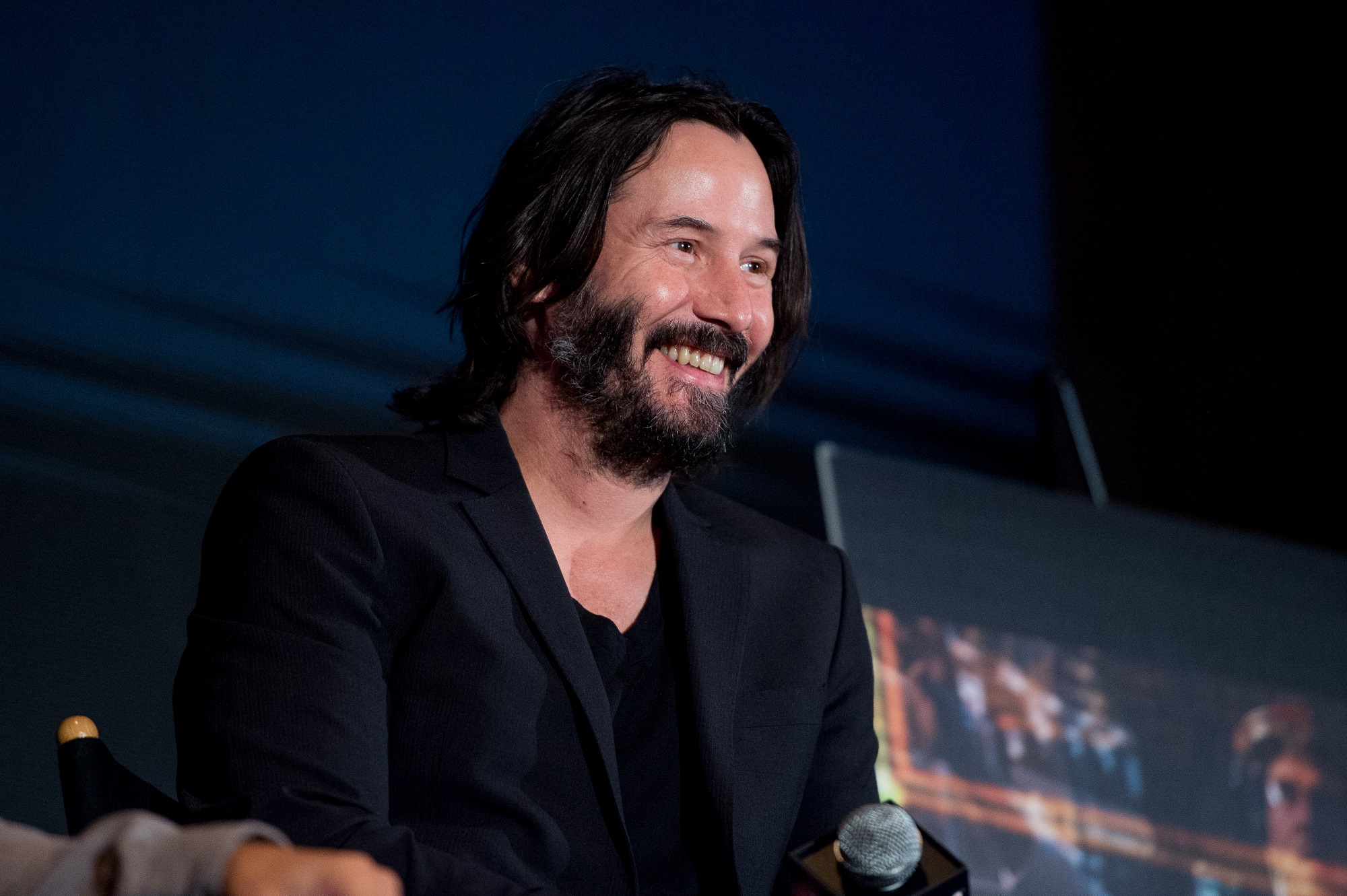 Keanu Reeves smiling