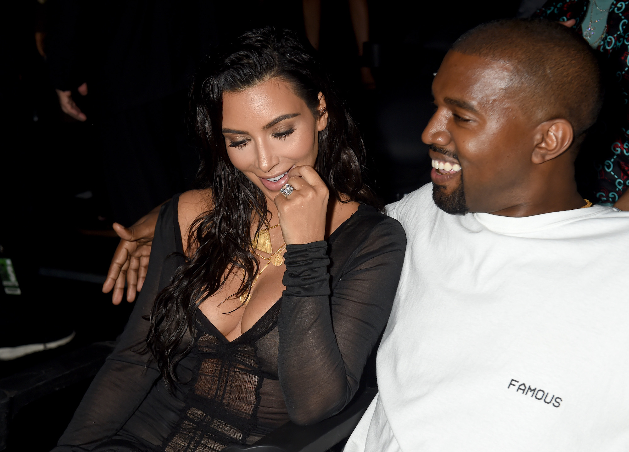 Kim Kardashian West and Kanye West attending the 2016 MTV Video Music Awards