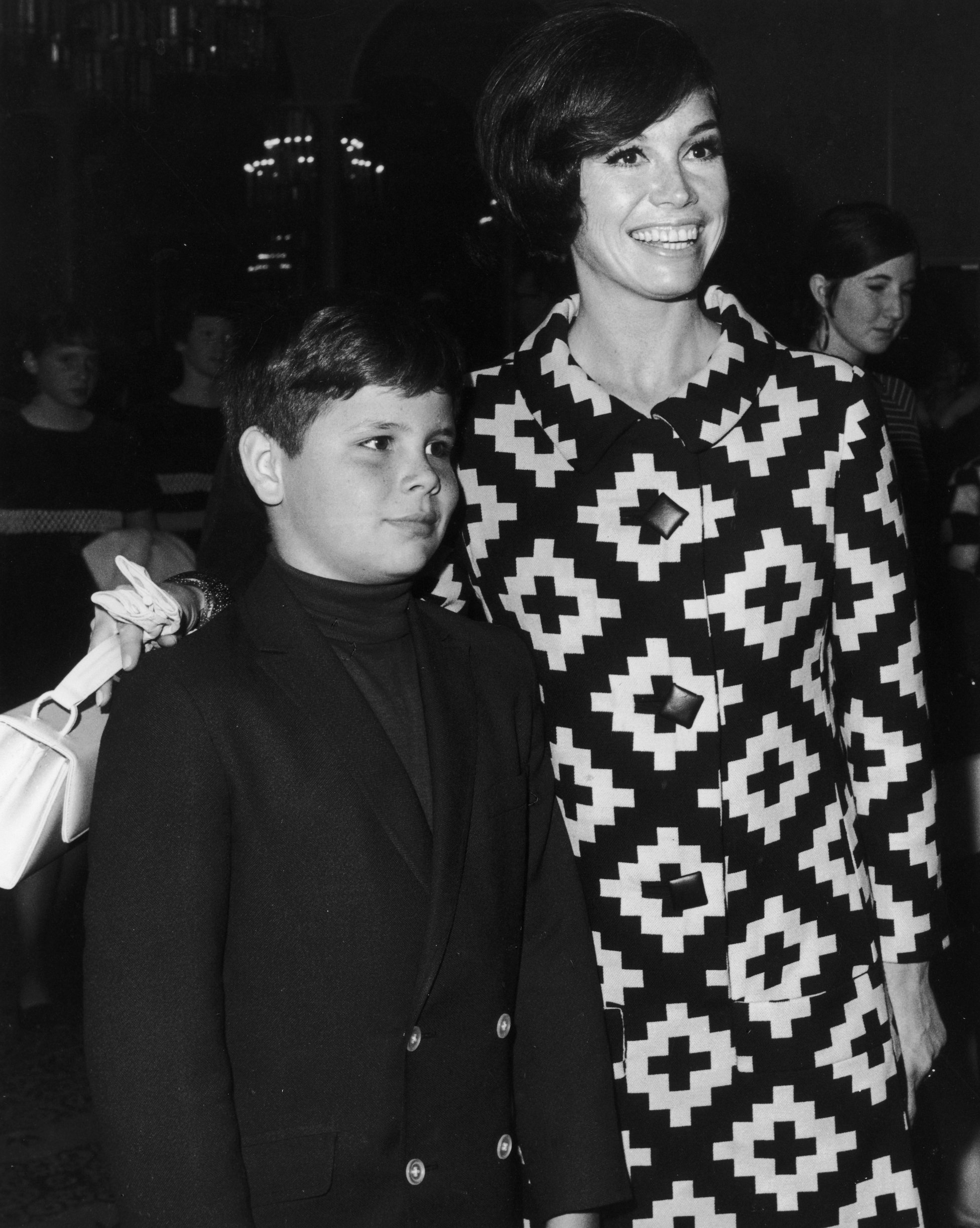 Mary Tyler Moore from 'The Mary Tyler Moore Show' puts her arm around her son, Richard Meeker Jr., in 1968