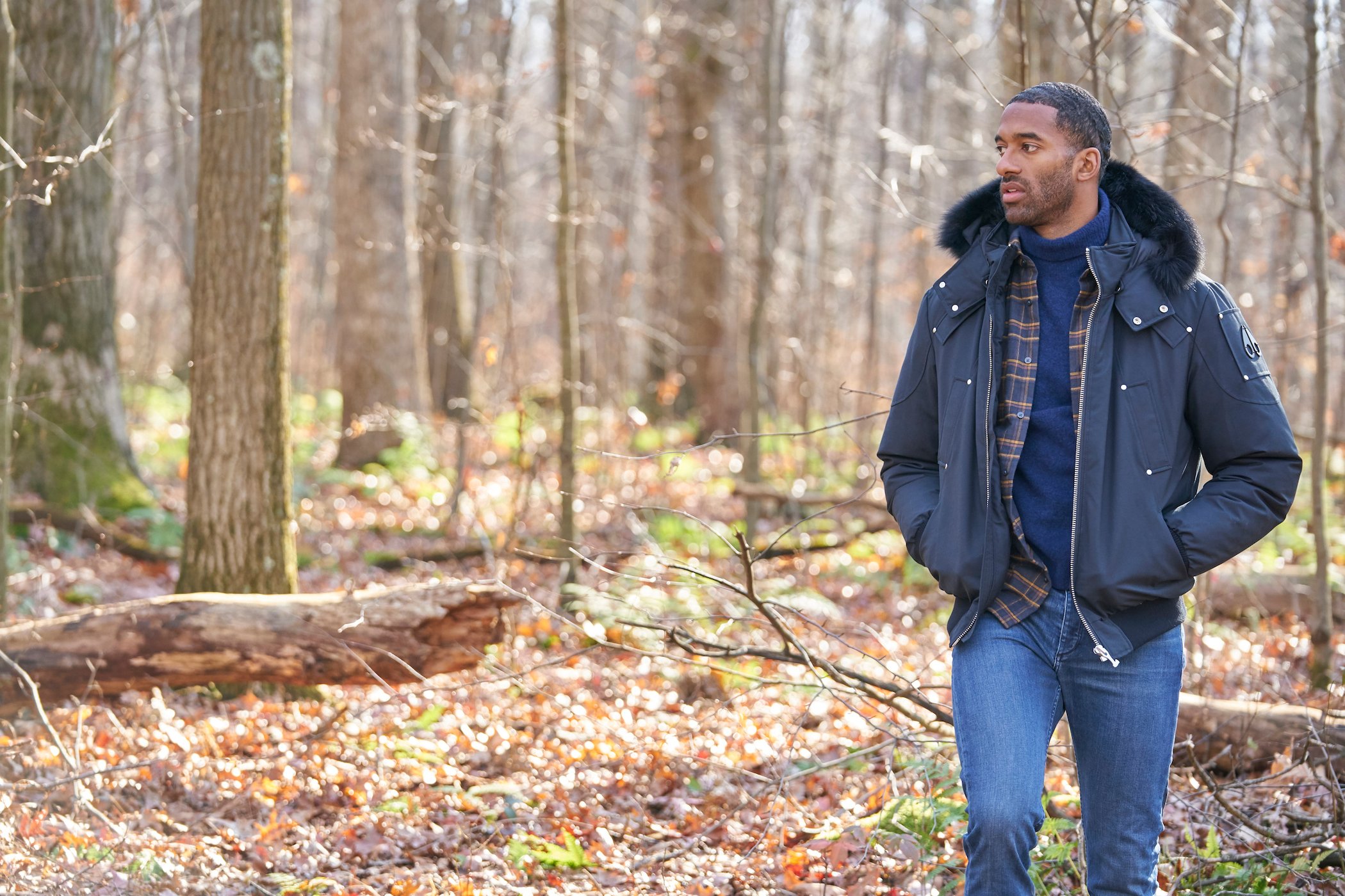 Matt James walking through the woods alone on Matt James' 'Bachelor' season