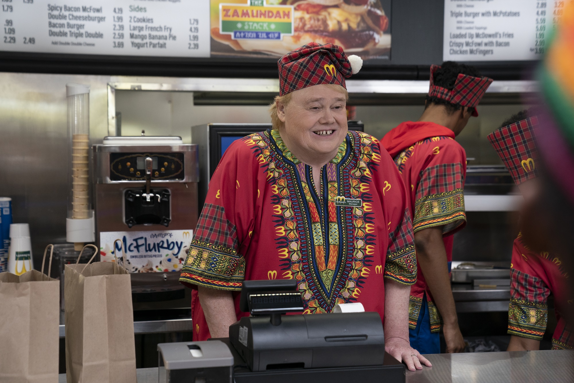 McDowell's employee Louie Anderson at the register