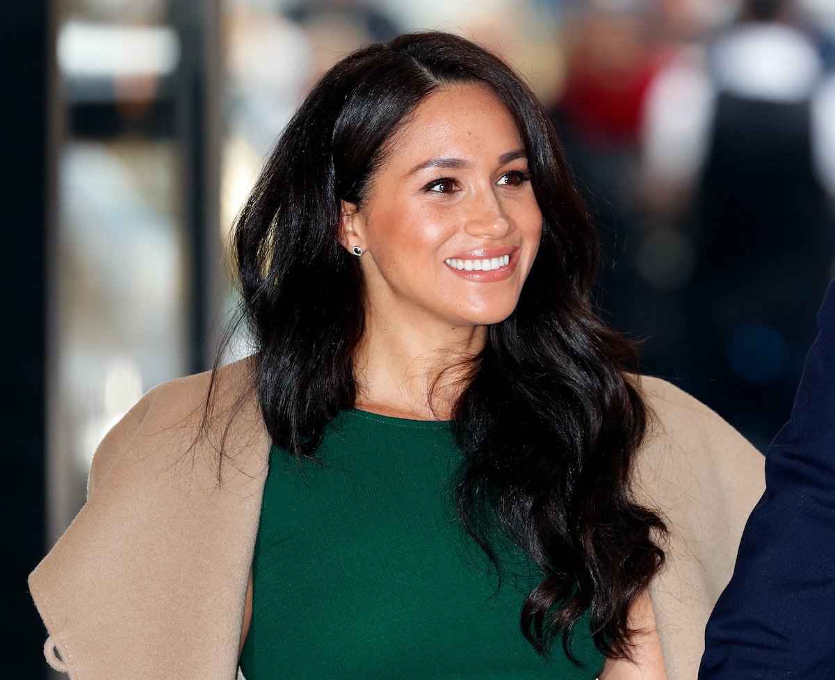 A close-up of Meghan Markle in London in 2019
