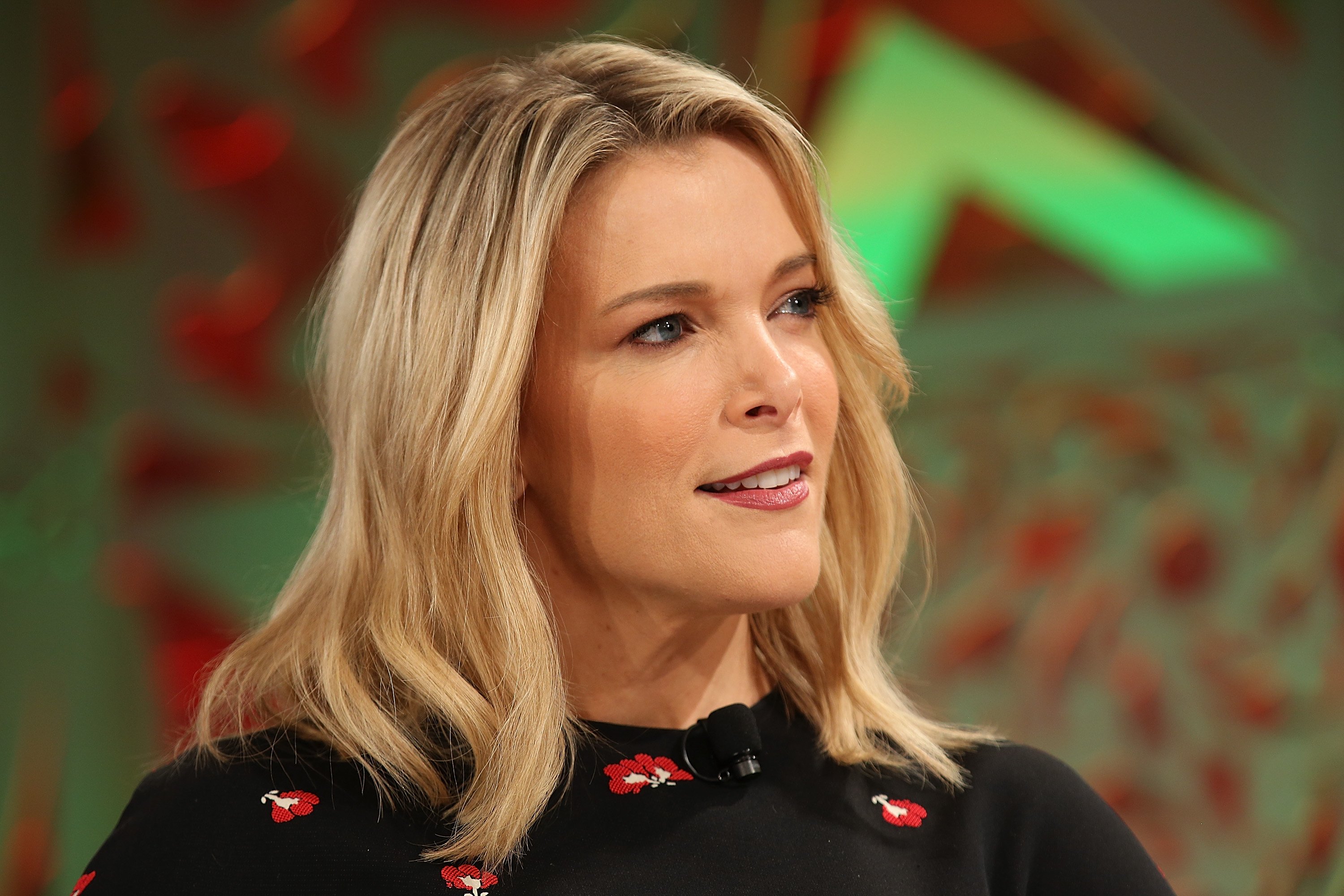 Close-up of Megyn Kelly speaking onstage at the Fortune Most Powerful Women Summit 2018 at Ritz Carlton Hotel