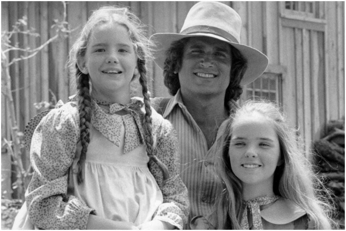 Melissa Gilbert, Melissa Sue Anderson, and Michael Landon on the set of 'Little House on the Prairie'