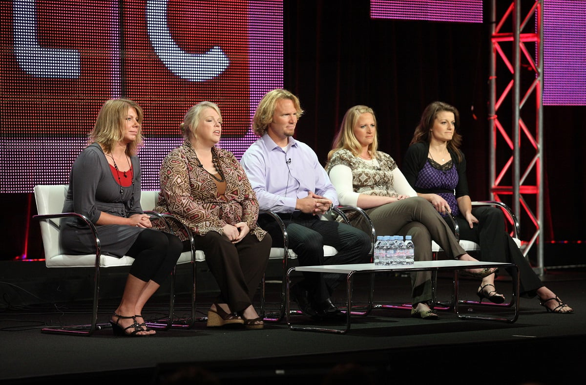 Meri, Janelle, Kody, Christine, and Robyn Brown on the 'Sister Wives' panel during the 2010 Summer TCA press tour in Beverly Hills in 2010