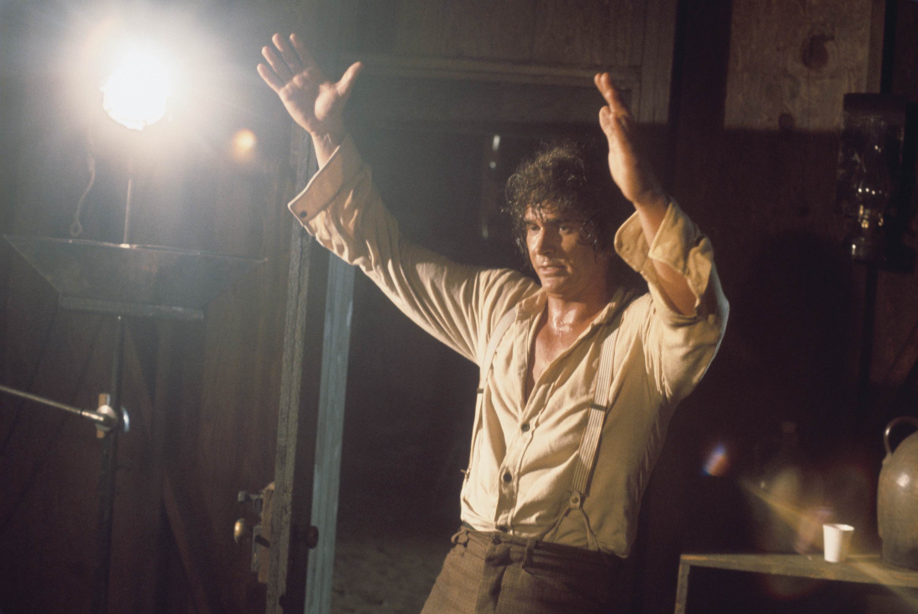 Michael Landon on the set of Little House on the Prairie