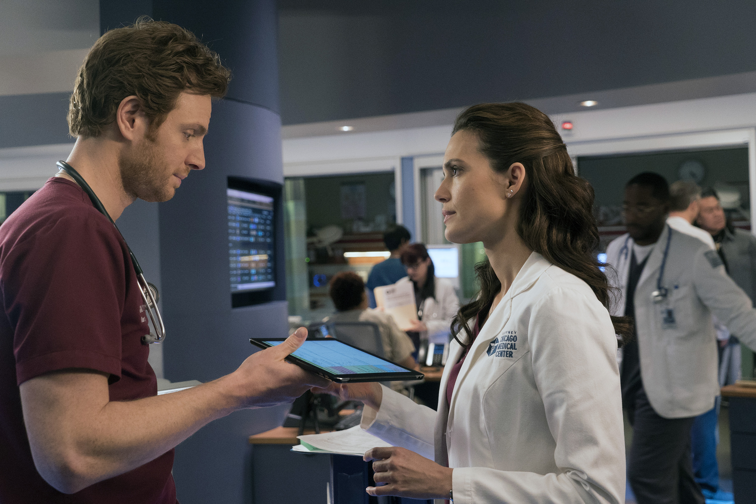 Nick Gehlfuss and Torrey DeVitto on 'Chicago Med' | Elizabeth Sisson/NBCU Photo Bank/NBCUniversal via Getty Images via Getty Images